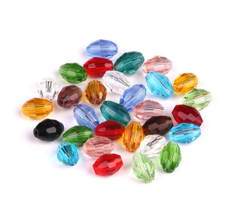 70 pcs / 6 x 8mm / Mix Oval Rice Crystal Beads