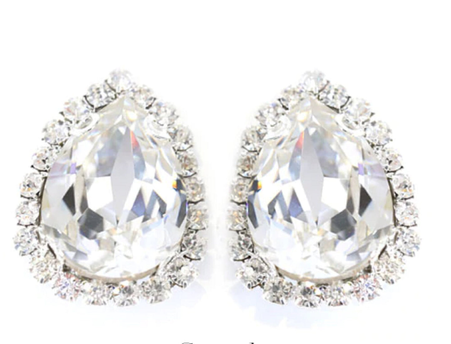 (S33S)  10 Pcs / Silver Base Sew On Rhinestone Teardrop Crystal