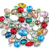 (S34S)  50 Pcs / Mix Sizes & Shapes Silver Base Sew On Rhinestone