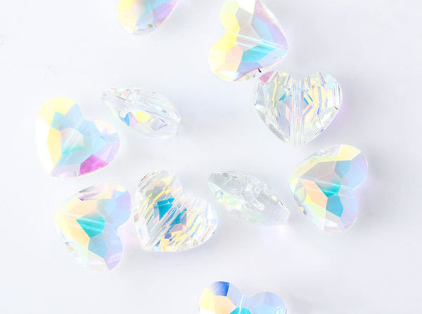 10 Pcs / 8mm Crystal Glass Heart Beads  CB055