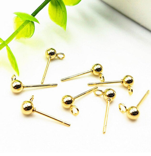 50 pcs / DIY Plain Stud Earrings with Ear Stoppers   E50A/E50B