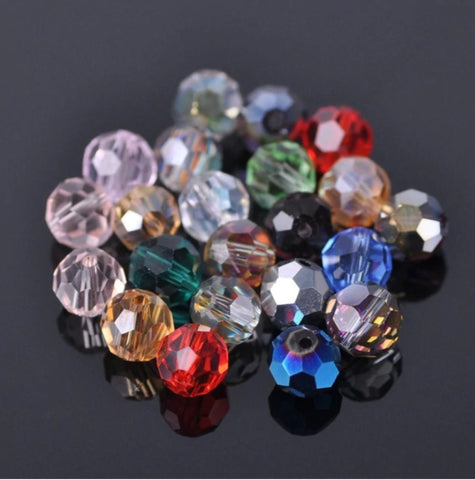 70 pcs / 8mm, 10mm / Round Faceted Glass Beads