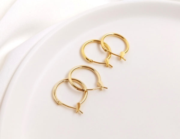 10 pcs / Gold Plated Earrings Hoop, DIY Jewellery Making Findings  EK63