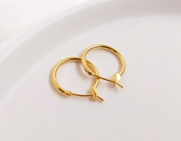 10 pcs / Gold Plated Earrings Hoop, DIY Jewellery Making Findings  EK63