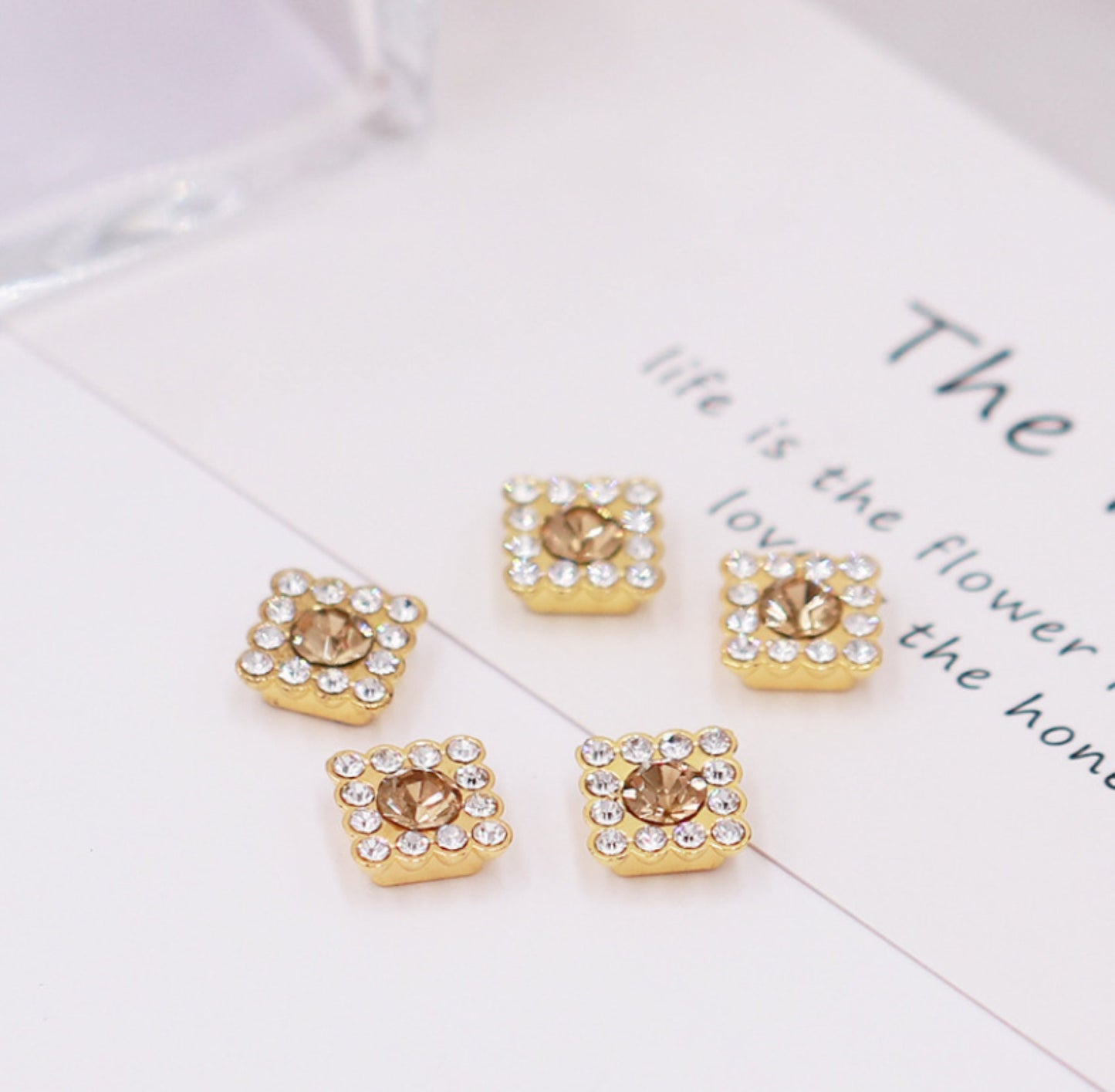 (B002)  50 Pcs / 10mm / Mix Rhinestone Flower Centers
