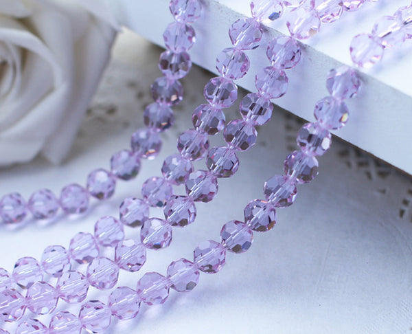 70 pcs / 8mm, 10mm / Round Faceted Glass Beads