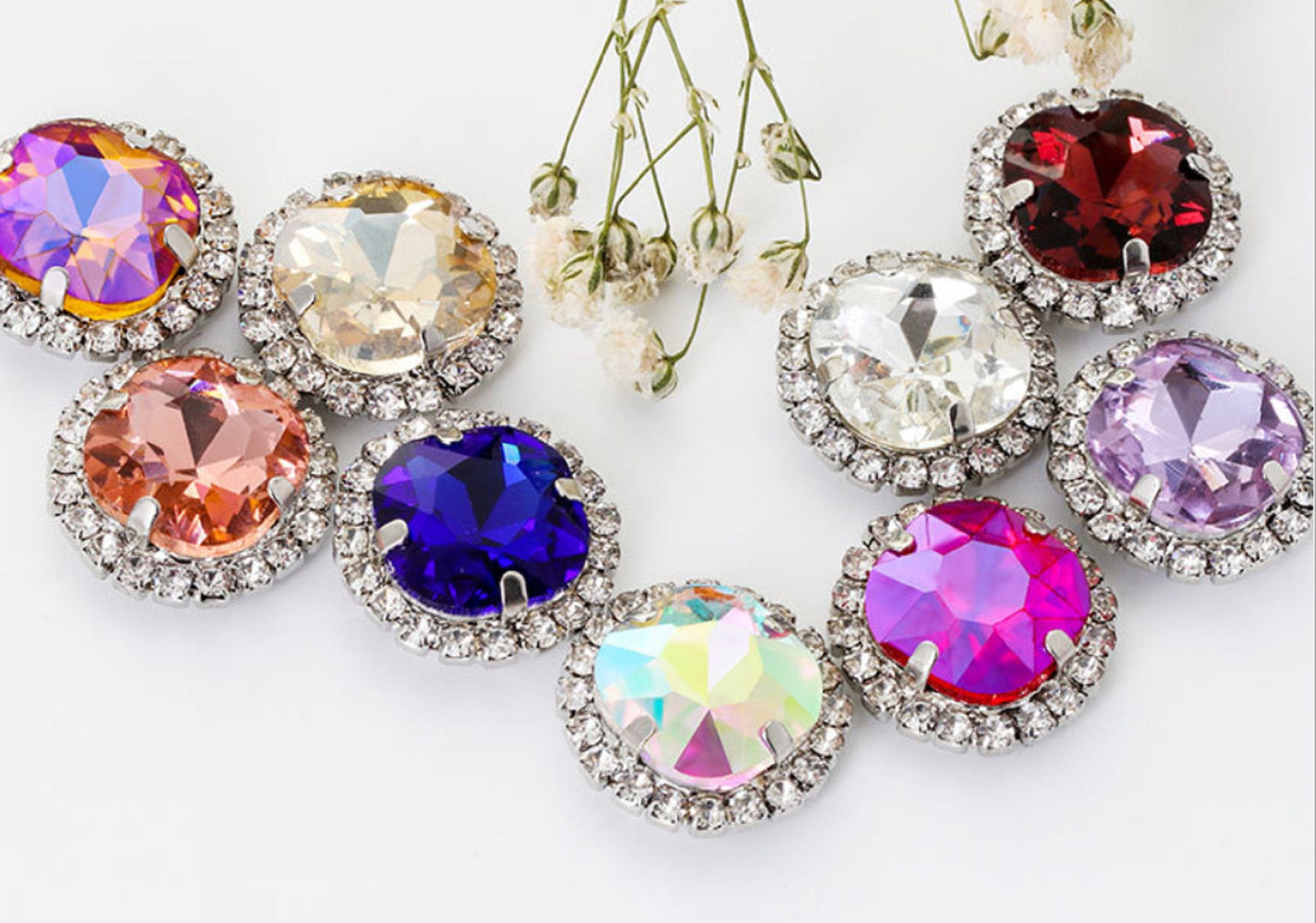 (S27G)  10 Pcs / 16mm / Gold Base Sew On Square Rhinestone