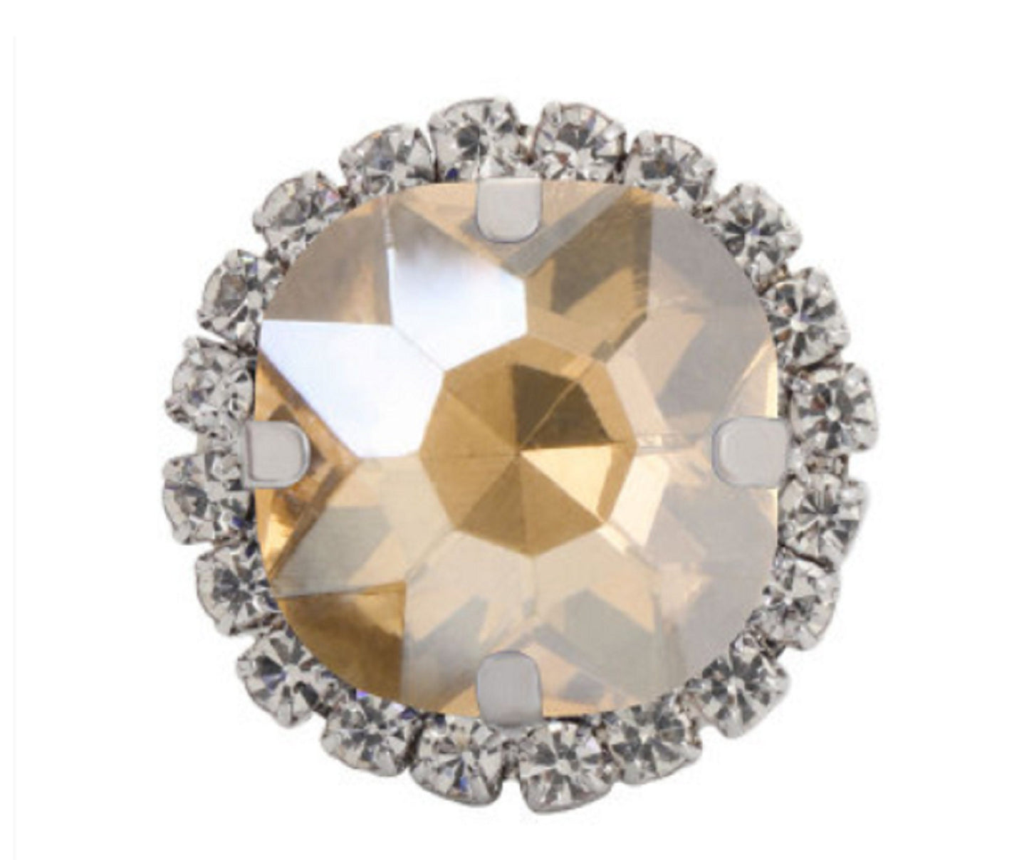 (S27G)  10 Pcs / 16mm / Gold Base Sew On Square Rhinestone