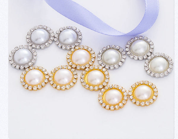 20 Pcs / 14mm, 16mm / Flat Back Half Round Crystal Pearl B004