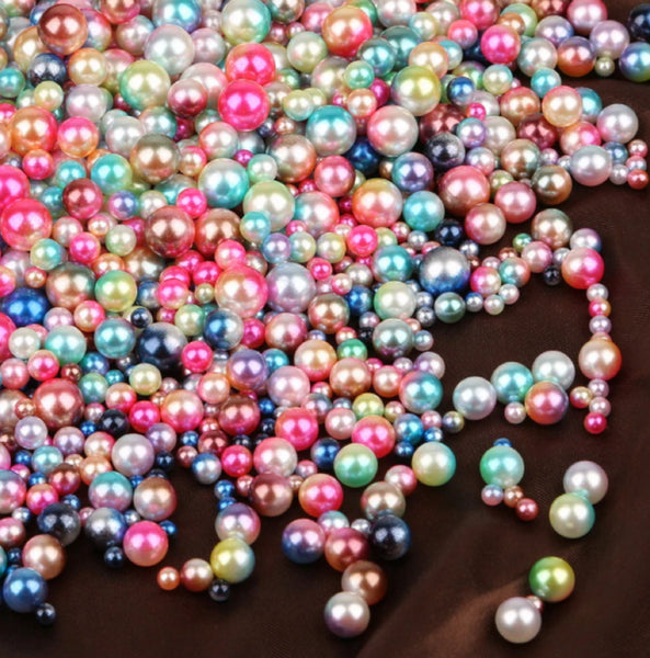 200 pcs (120g)  10mm Mixed No Hole Pearl Beads