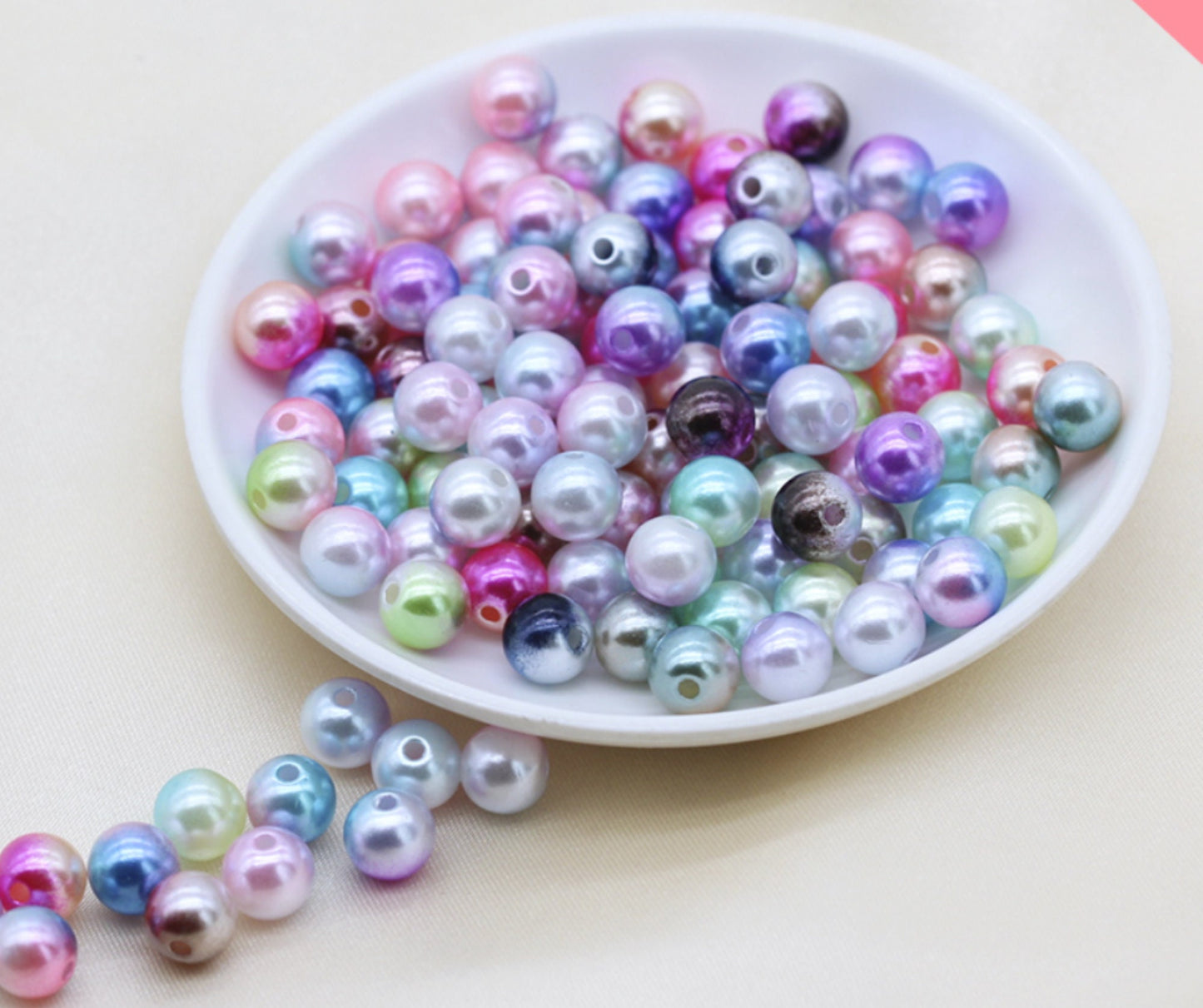 50g / 10mm Mixed Colours Pearl Beads (48g)