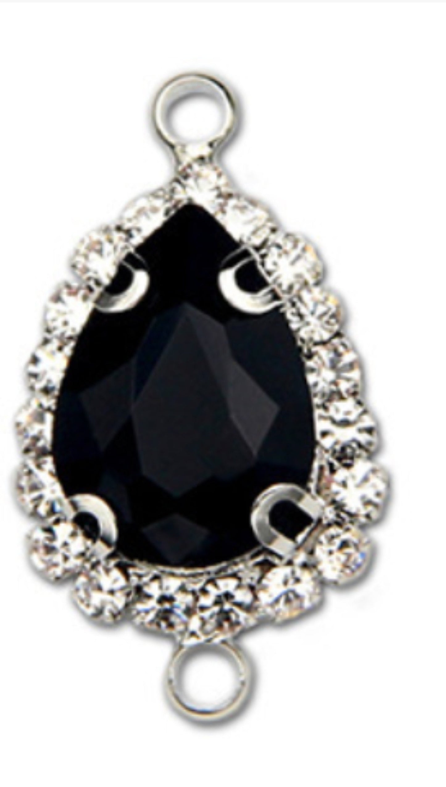 10 Pcs / Silver Base Rhinestone Teardrop Connector  C051S