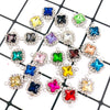 (C050G) 10 Pcs /  14mm / Gold Base Rhinestone Square Connector