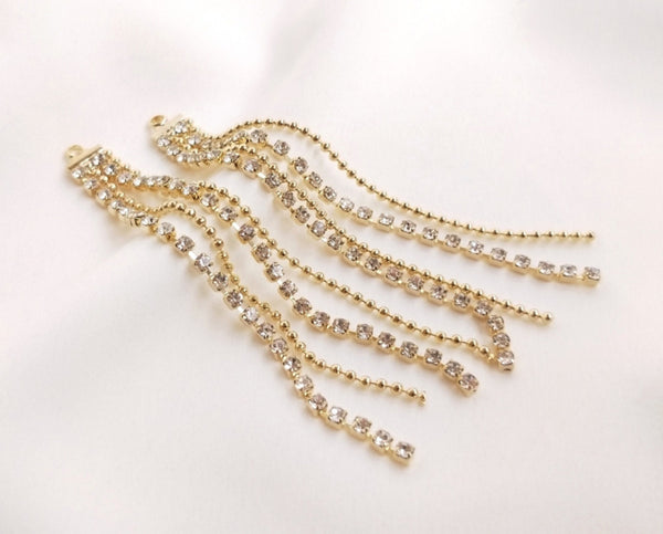 4 pcs / Gold Plated Crystal Earrings Connector  EK001-2