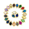(C051G)  10 Pcs / Gold Base Rhinestone Teardrop Connector