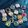 (S38S)  10 Pcs / 14mm / Silver Base Sew On Square Rhinestone