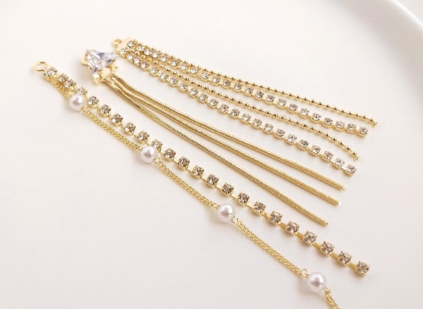 4 pcs / Gold Plated Crystal Earrings Connector  EK001-2