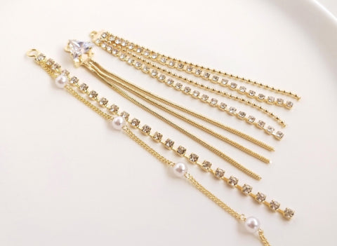 4 pcs / Gold Plated Crystal Earrings Connector  EK001-2