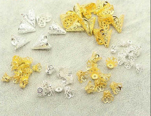 200 pcs Mix Flower Bead Caps F016