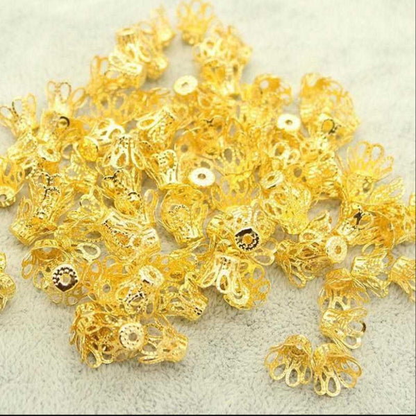 200 pcs Mix Flower Bead Caps F016