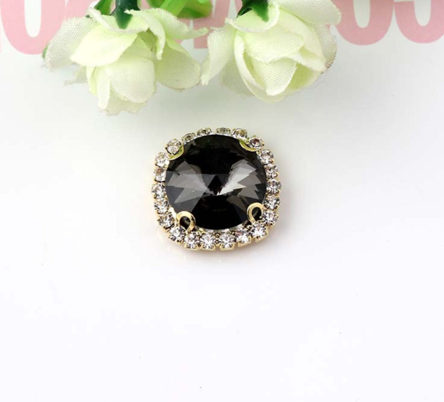 (S13G)  10 Pcs / 16mm, 18mm / Gold Sew On Square Rhinestone