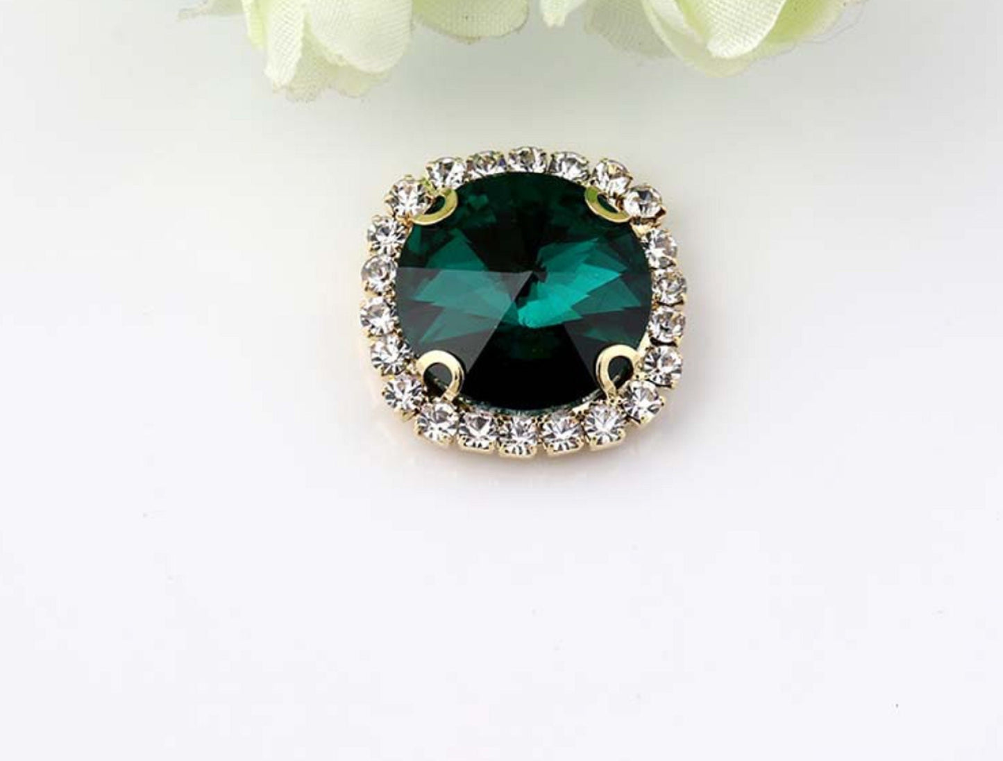(S13G)  10 Pcs / 16mm, 18mm / Gold Sew On Square Rhinestone