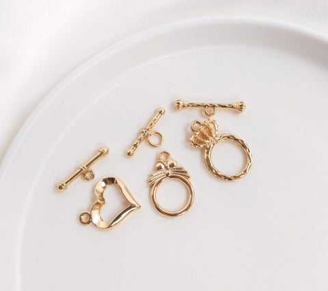 2 sets / Gold Plated Connector, Gold Plated Clasp  EK32-34