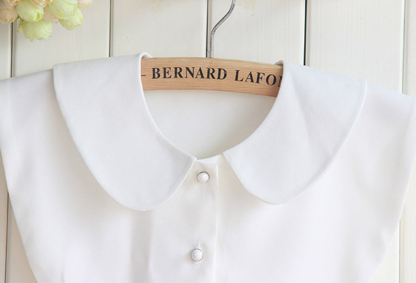 B129(E) Pure White, Off White / Fake Collar, False Collar, Removable Collar