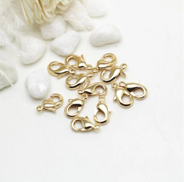 10 pcs / 10 x 6mm  / Gold Plated Lobster Clasps, Jewellery Making Findings   EK006