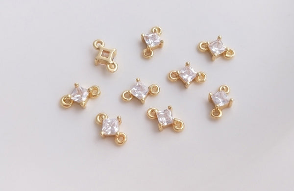 10 pcs / Gold Plated Crystal Earrings Connector  EK002