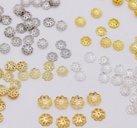 50 pcs / 6mm / Gold Plated Bead Caps  EK100