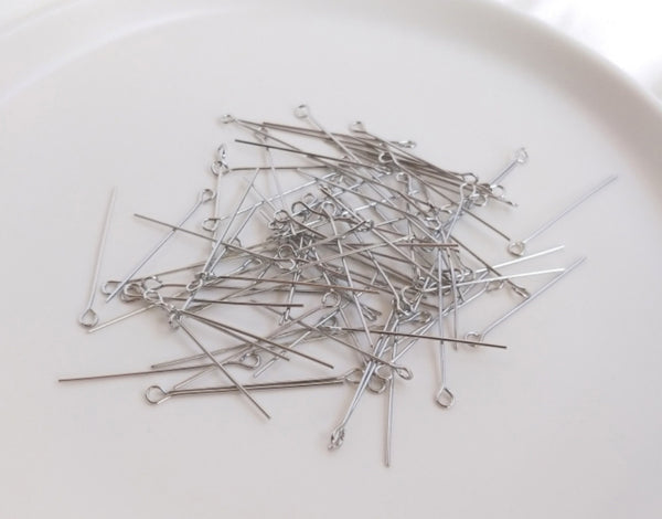 20 pcs x 07mm thick / Gold Plated Eye Head Pins  FK010 (Eye - 0.7mm)