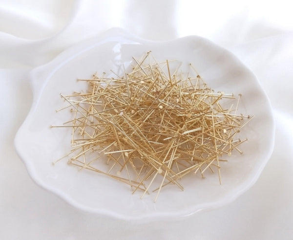 20 pcs x 0.7mm thick / Gold Plated Flat Head Pins  FK010(Flat - 0.7mm)