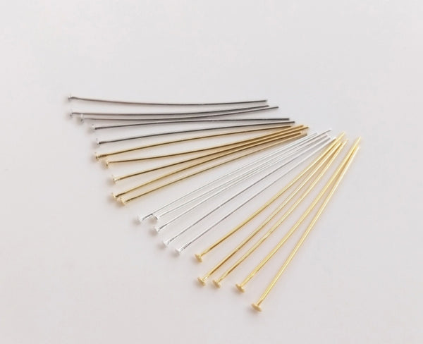 20 pcs / Gold Plated Flat Head Pins  FK010(Flat)