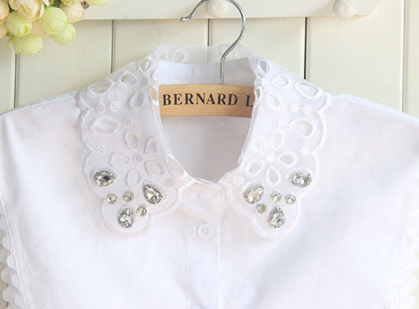 Pure White, Black / Rhinestone Fake Collar, False Collar, Removable Collar  B120(E)