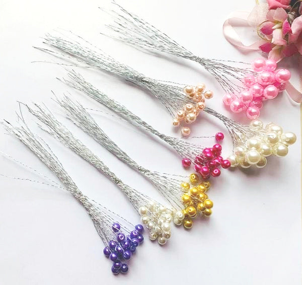 20 Stem / 8mm, 10mm, 12mm / Flower Pearl Bead Sprays  FS25