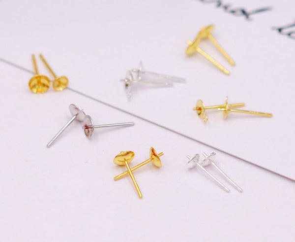 10 pcs / Gold Plated Stud Earrings with Ear Stopper  EK32