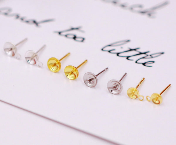 10 pcs / Gold Plated Stud Earrings with Ear Stopper  EK32