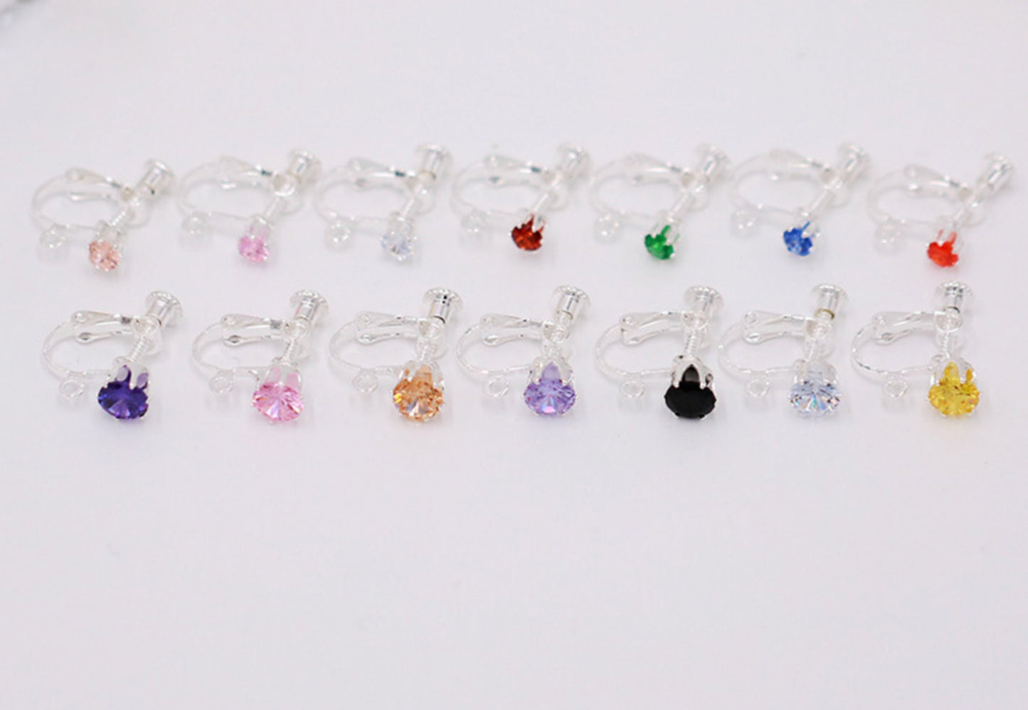 (EK34S) 10 pcs / 4mm / Gold Plated Clip On Screw Back Crystal Earrings Hoop