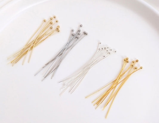 20 pcs x 0.6mm thick / Gold Plated Ball Head Pins  FK010(Ball - 0.6mm)