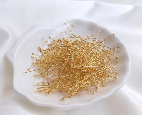 20 pcs x 0.7mm thick / Gold Plated Ball Head Pins  FK010(Ball - 0.7mm)