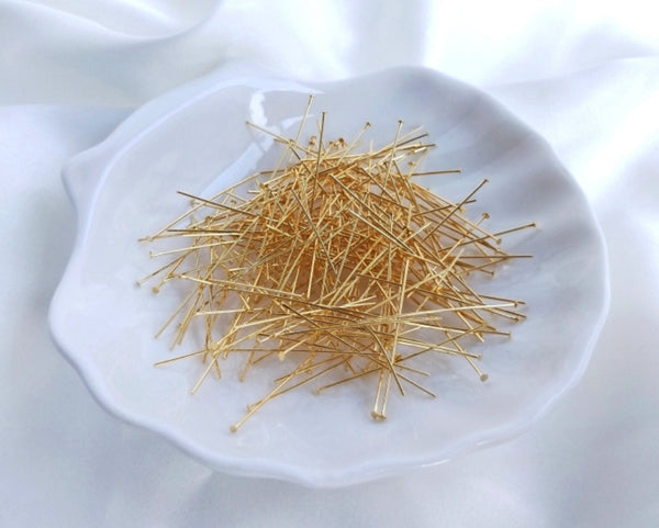 20 pcs x 0.7mm thick / Gold Plated Flat Head Pins  FK010(Flat - 0.7mm)