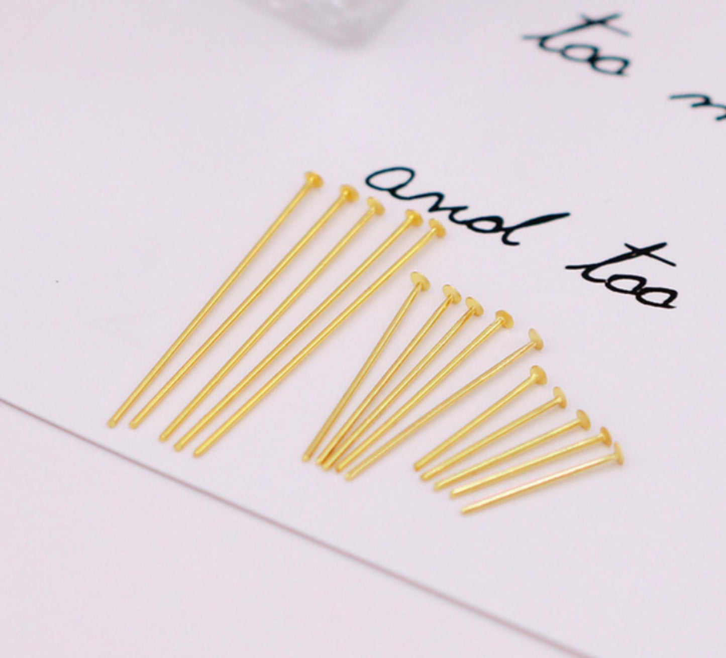 20 pcs x 0.6mm thick / Gold Plated Flat Head Pins  FK010(Flat - 0.6mm)