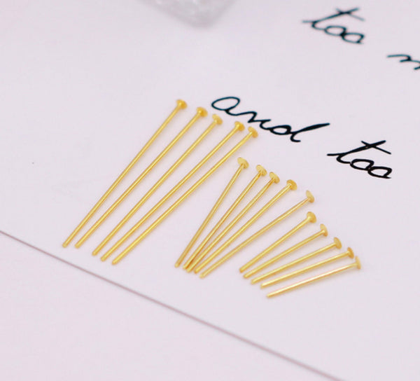 20 pcs / Gold Plated Flat Head Pins  FK010(Flat)