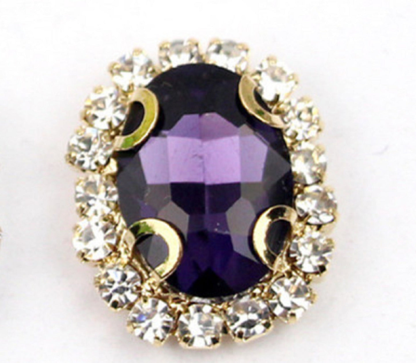 (S12G)  10 Pcs / 18 x 22mm / Gold Base Sew On Oval Crystal