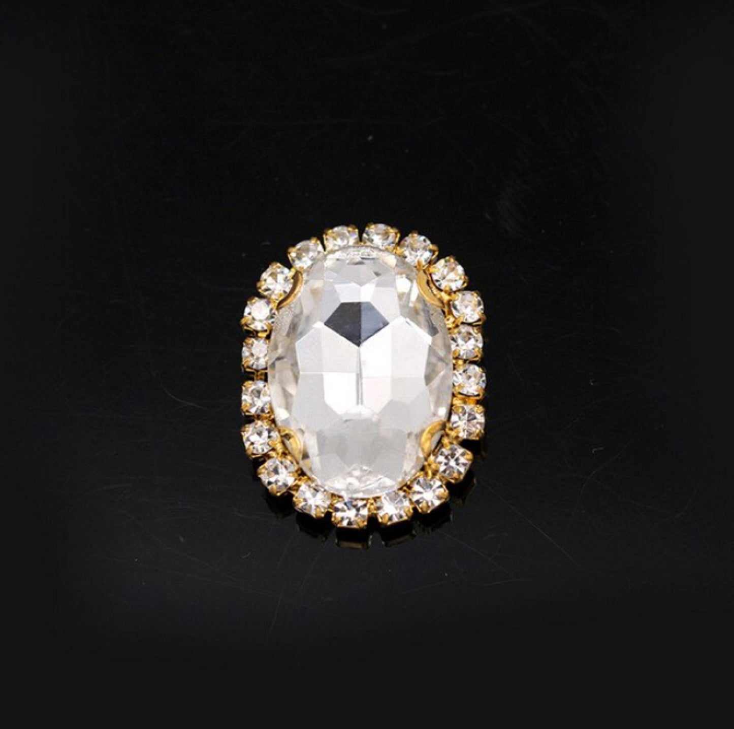 (S12G)  10 Pcs / 18 x 22mm / Gold Base Sew On Oval Crystal