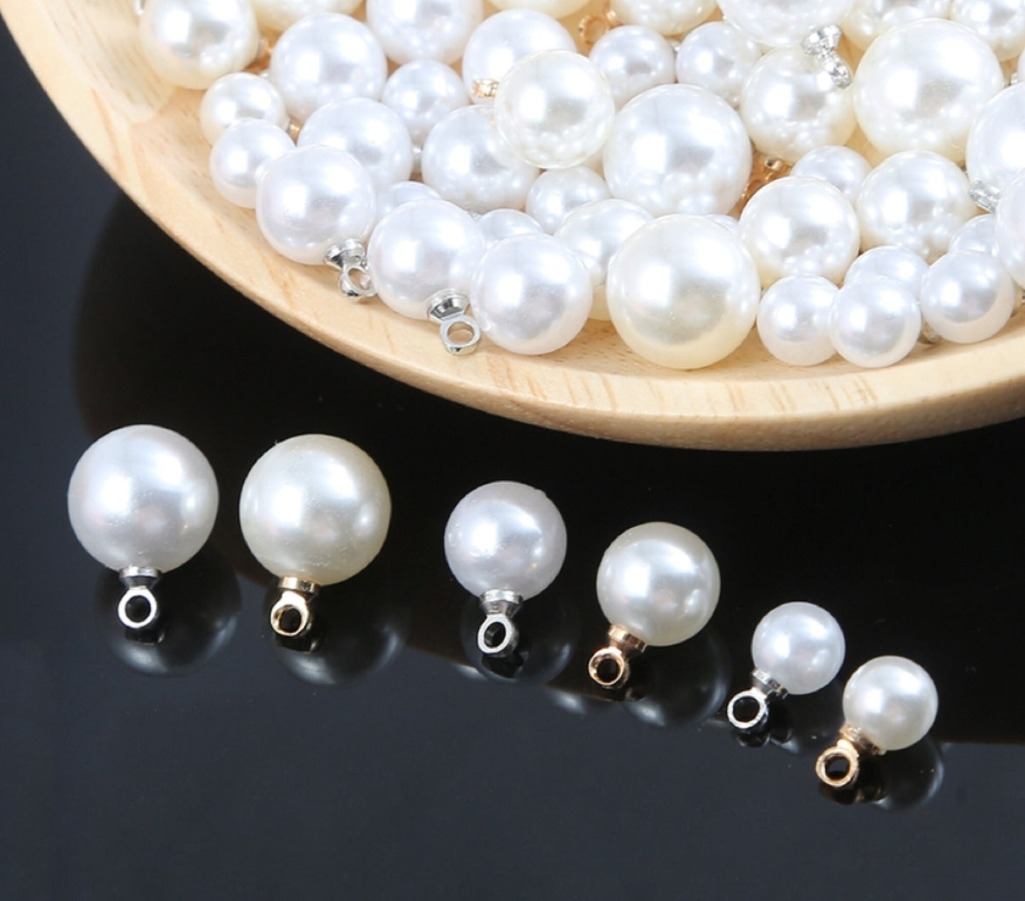 (P046) 20 pcs / 6mm, 8mm /Single Loop Pearl Beads