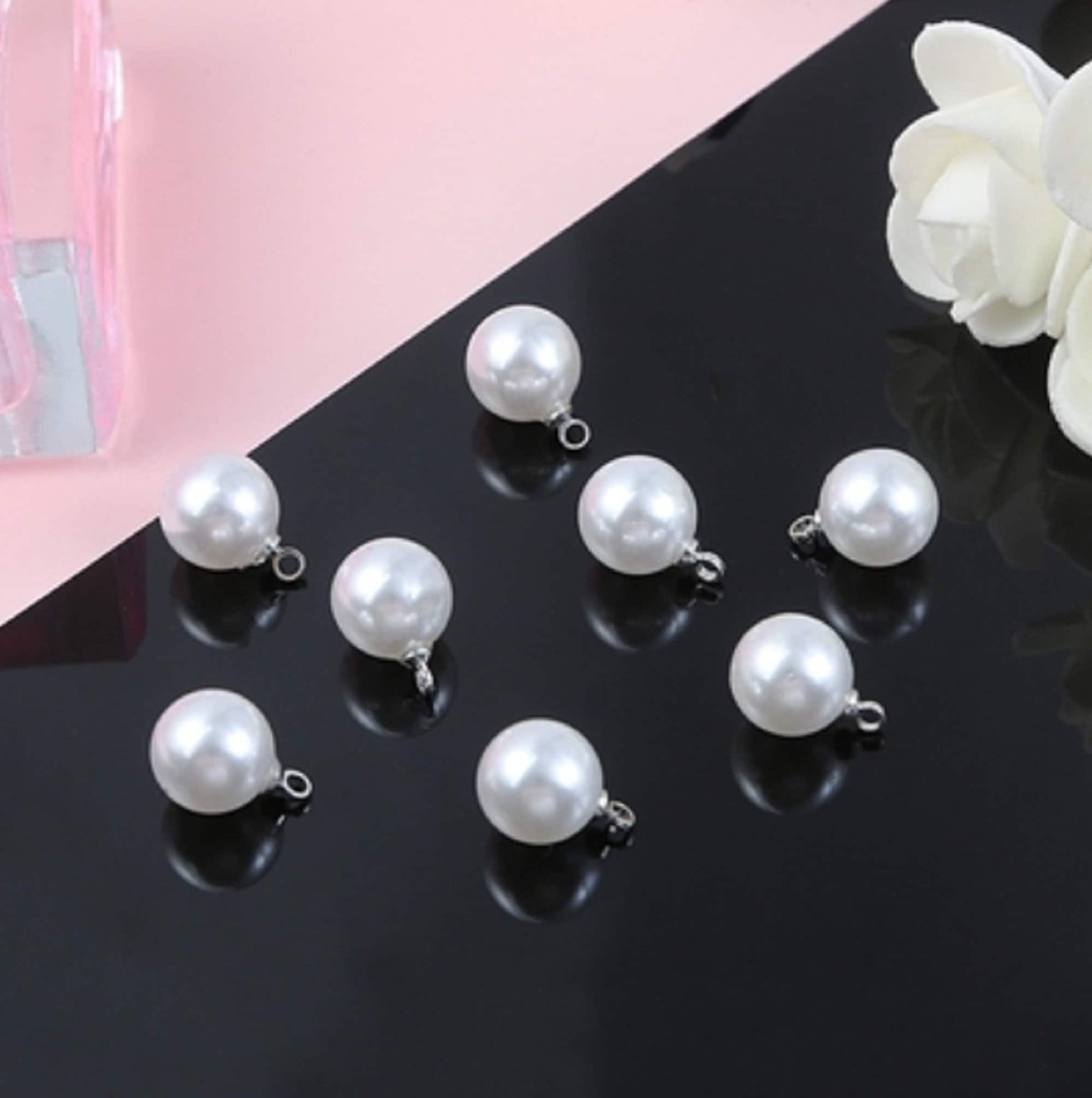 (P046) 20 pcs / 6mm, 8mm /Single Loop Pearl Beads