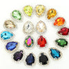 ( S33G)  10 Pcs / 14 x 18mm / Gold Base Sew On Rhinestone Teardrop Crystal