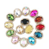 (S12G)  10 Pcs / 18 x 22mm / Gold Base Sew On Oval Crystal